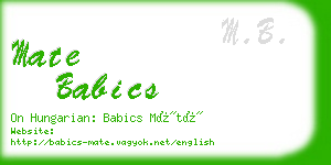 mate babics business card